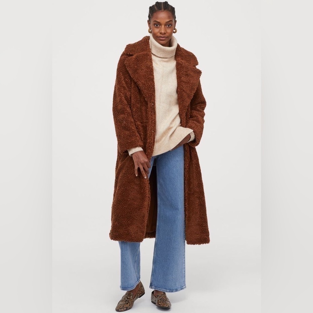 H&M long pile teddy coat * Size XS *